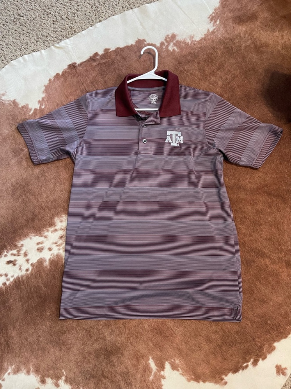 Texas A&M Maroon Striped Polo Shirt